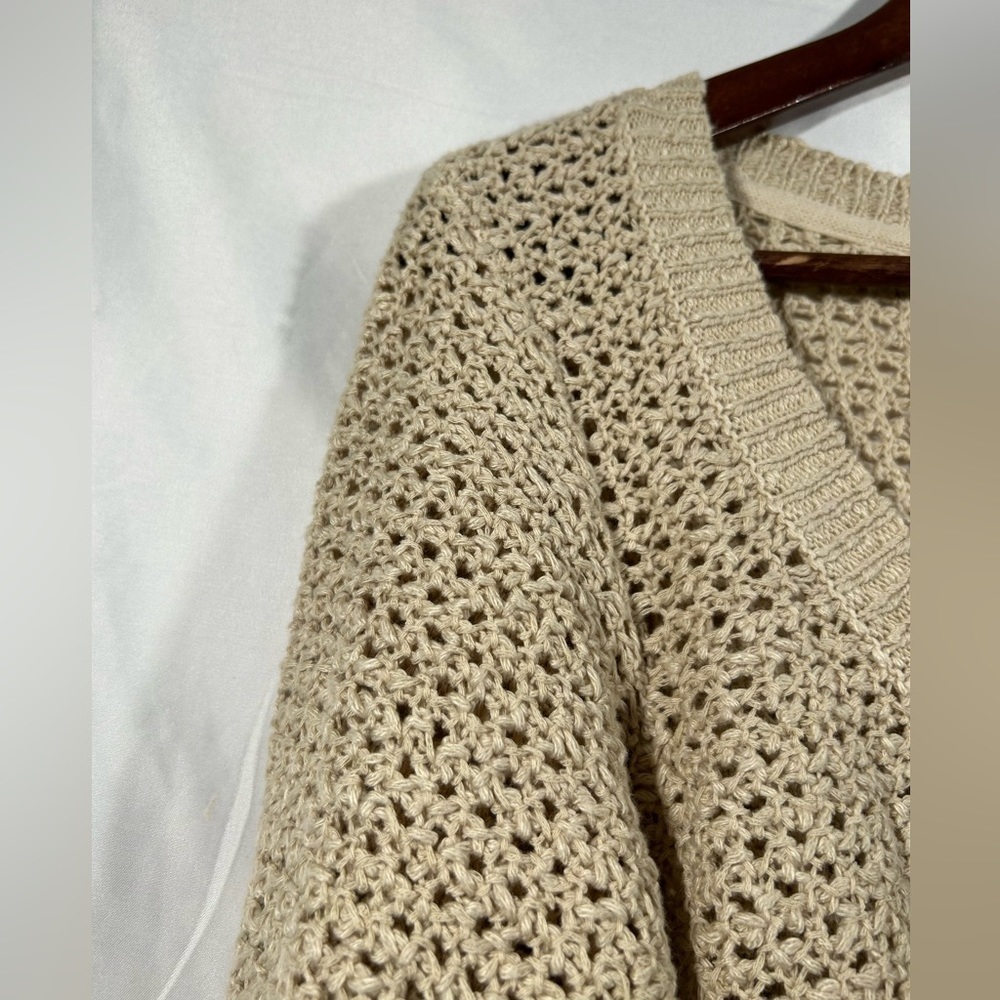 NEW Free People Crochet Knit Cropped Womens Button Down Sweater Cardigan Sz L - Picture 7 of 11